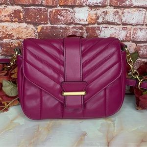 Rasberry Pink Soft Quilted Faux Leather Crossbody Bag